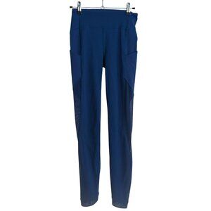 Lululemon Sole Training High-Rise Athletic Leggings Teal Mesh Cutout 4 Crop